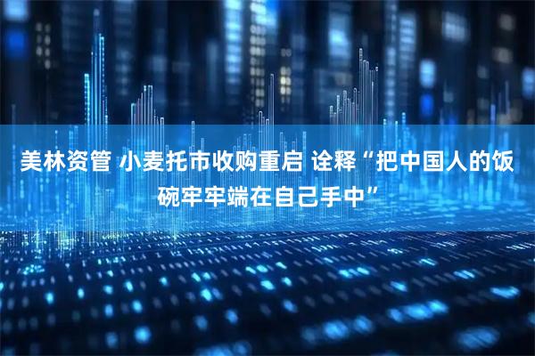 美林资管 小麦托市收购重启 诠释“把中国人的饭碗牢牢端在自己手中”